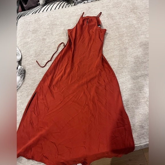 The Fifth Label Orange Midi Satin Dress With Tie Back Size XS Revolve - Picture 4 of 7